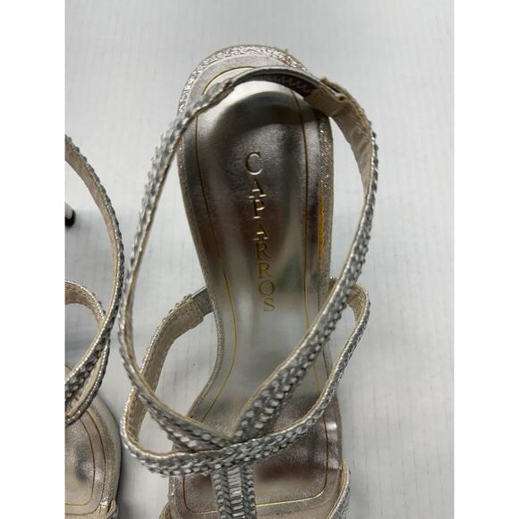 CAPARROS Dance Shoes Heels Sz 10 M Silver Formal Heel Sparkle Rhinestones NWB - Picture 3 of 8